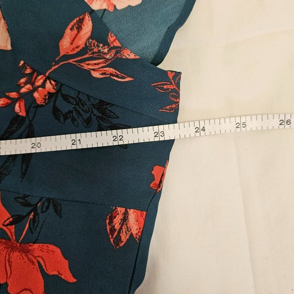 EUC Plus size Torrid short sleeve blouse  Teal green and orange floral print - Picture 5 of 5